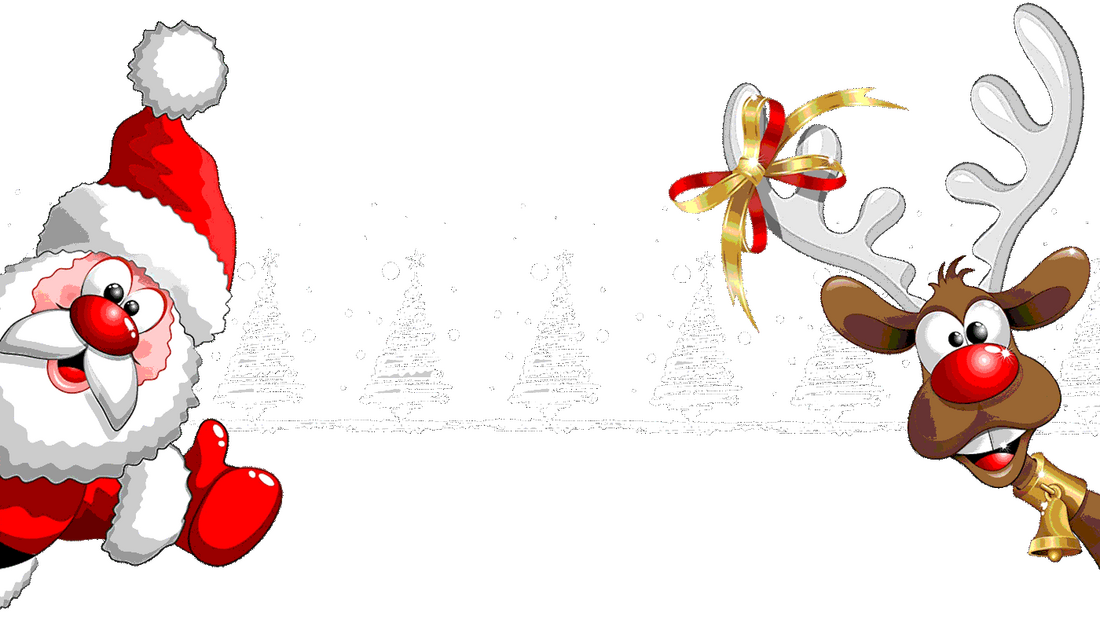 Weihnachtsmann und Rentier Rudi